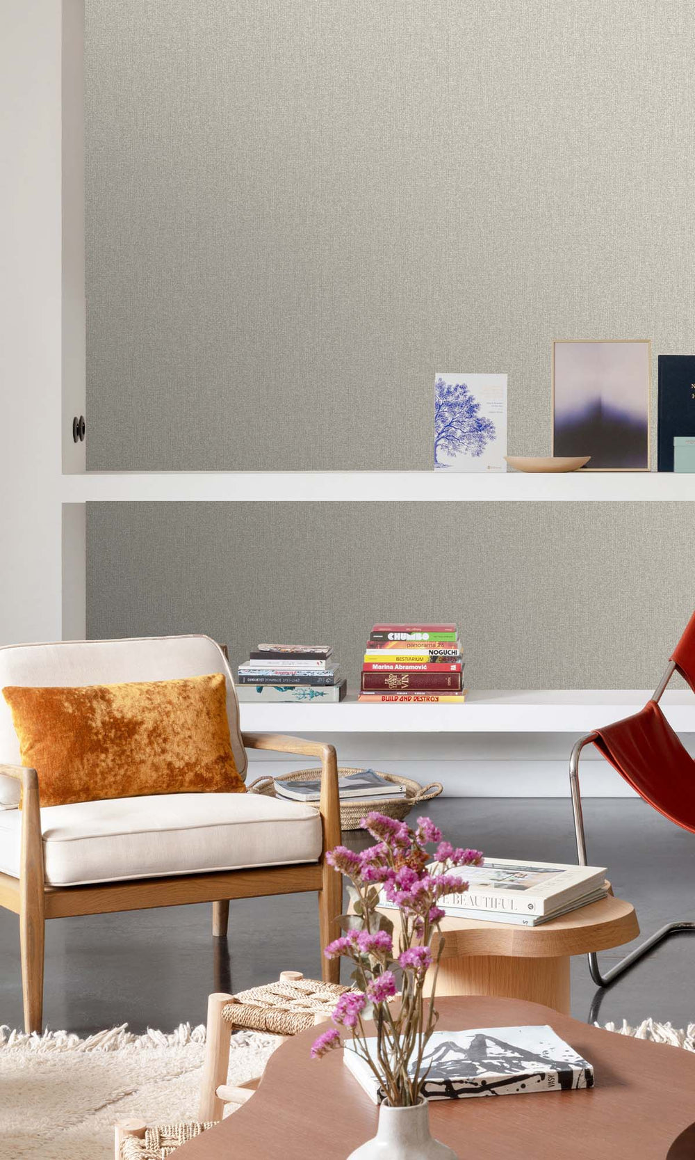 Pearl Oyster Faux Linen Weave Wallpaper R10383
