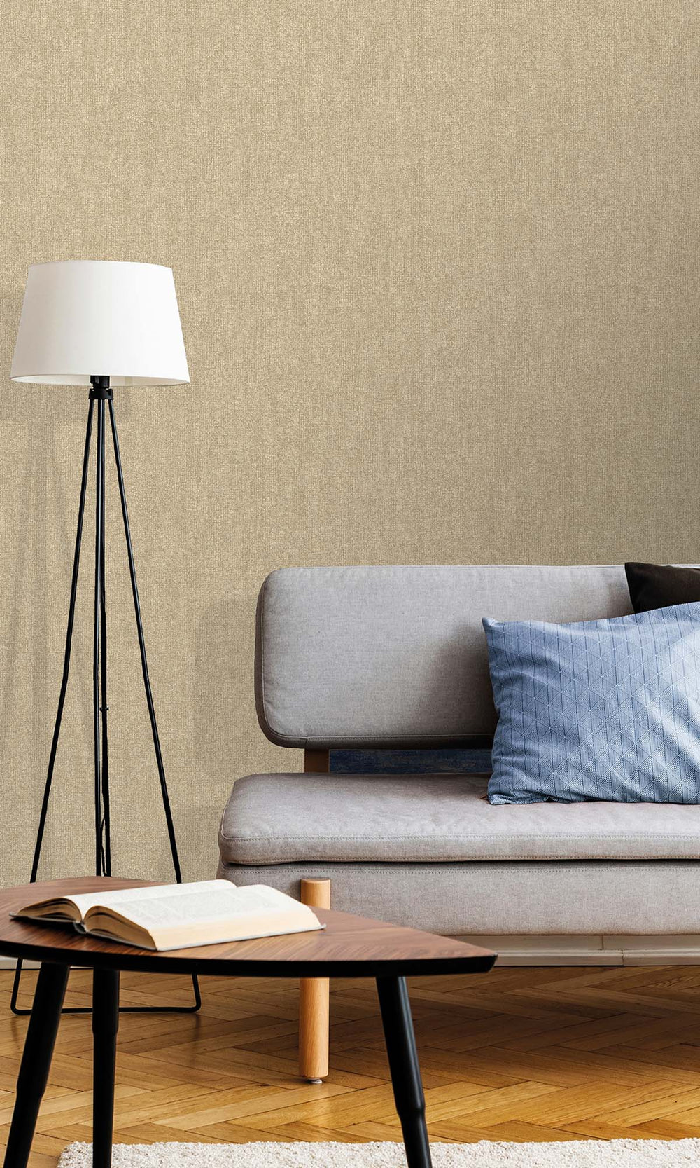 Sepia Tone Faux Linen Weave Wallpaper R10386