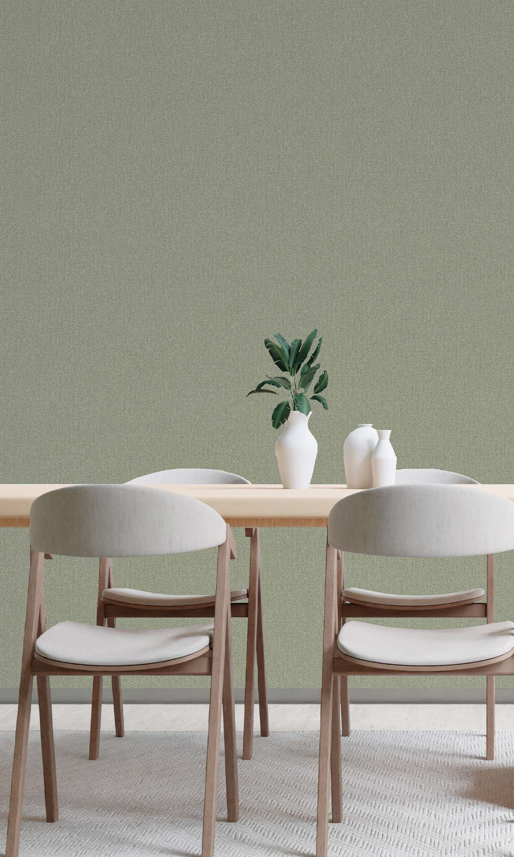 Leek Green Faux Linen Weave Wallpaper R10387
