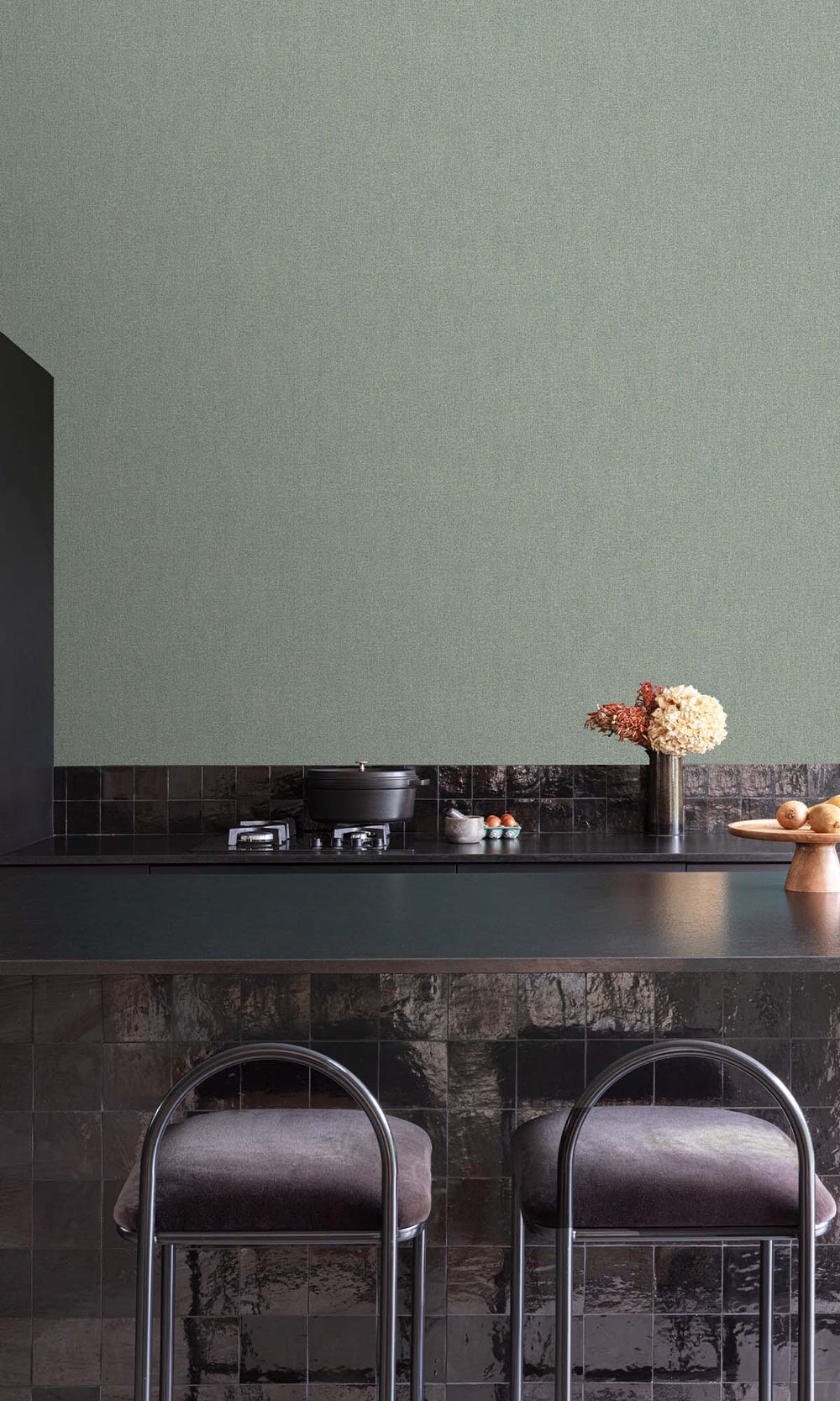 Mountain Moss Faux Linen Weave Wallpaper R10389