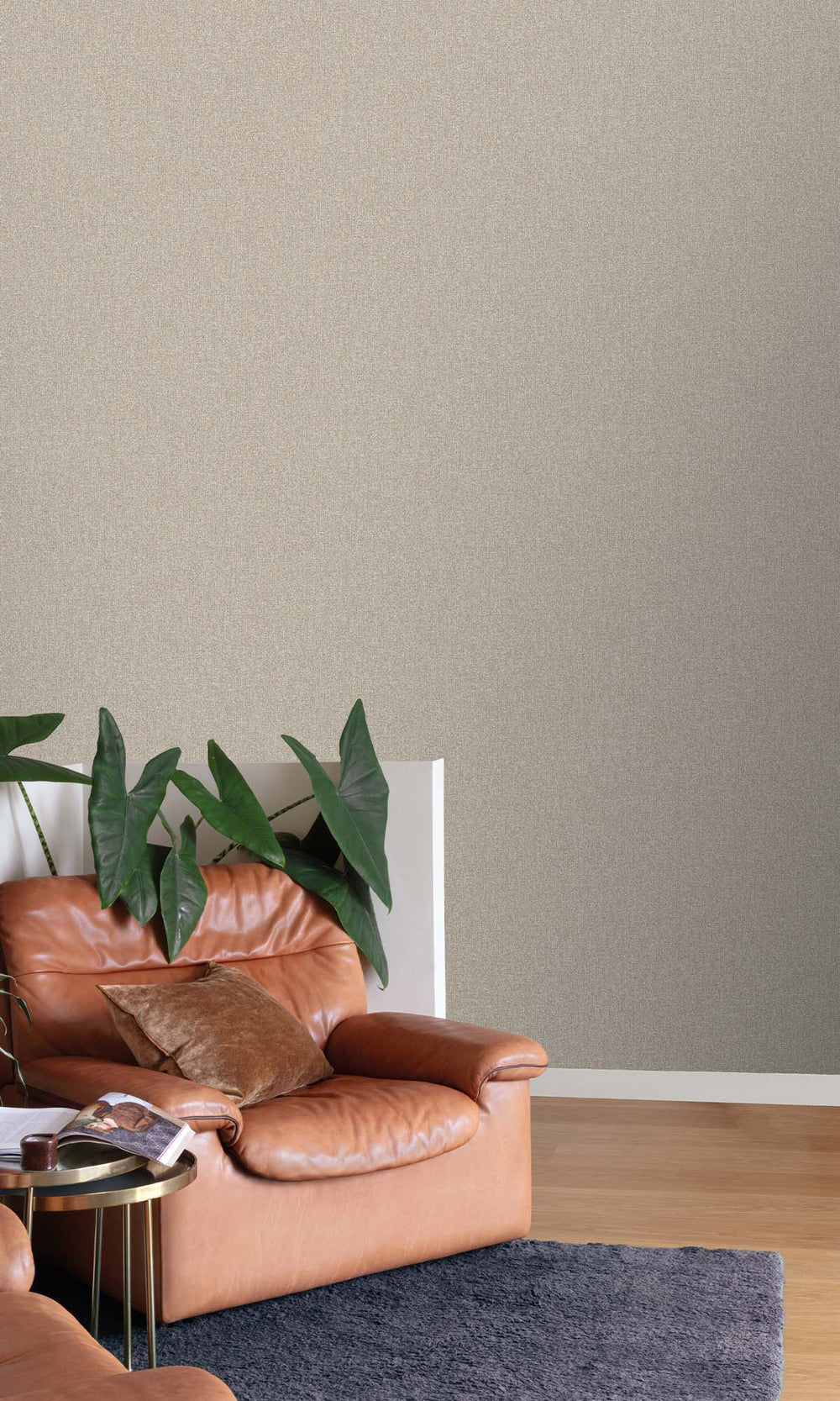 Plaza Taupe Faux Linen Weave Wallpaper R10391