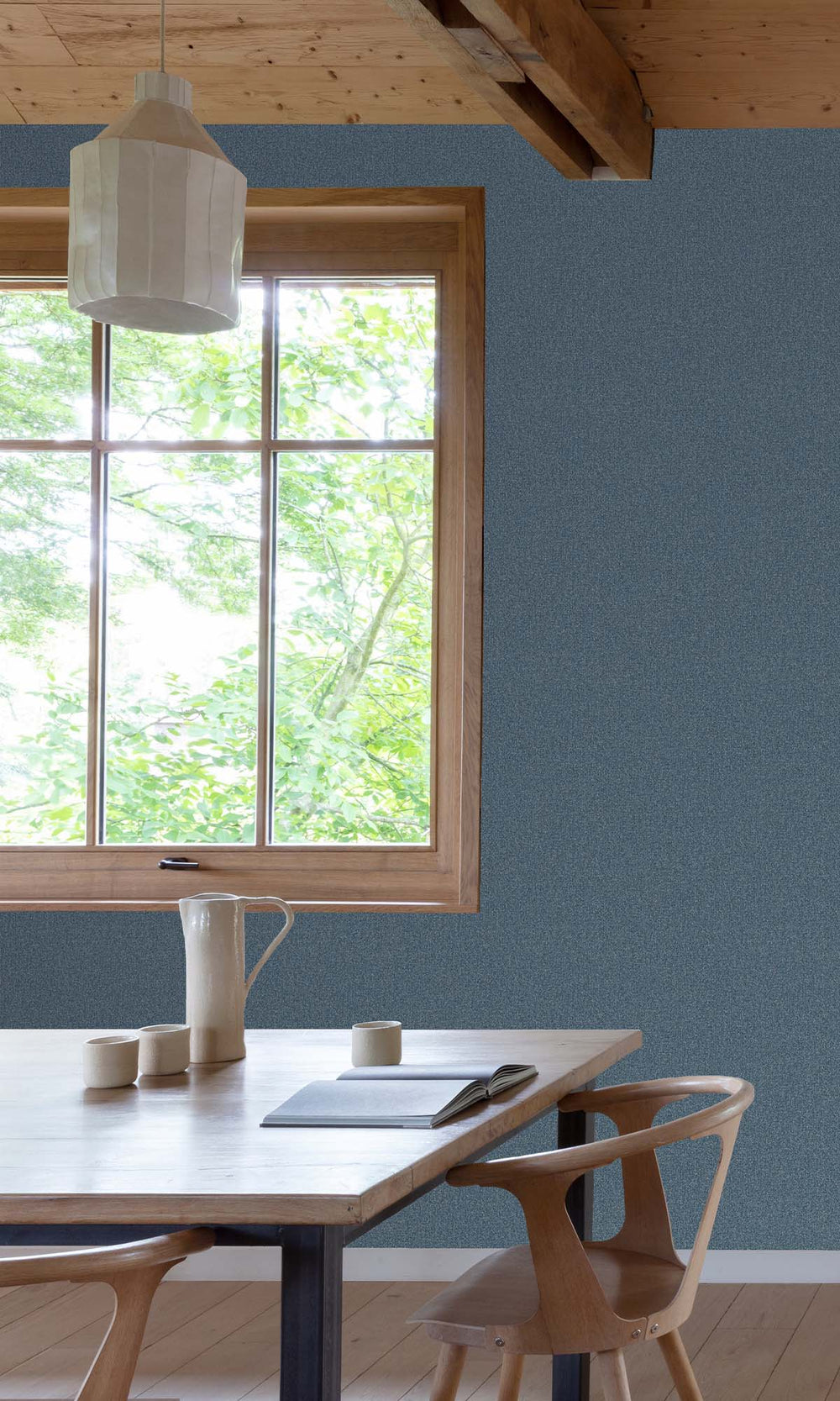 Blue Bayoux Faux Linen Weave Wallpaper R10392