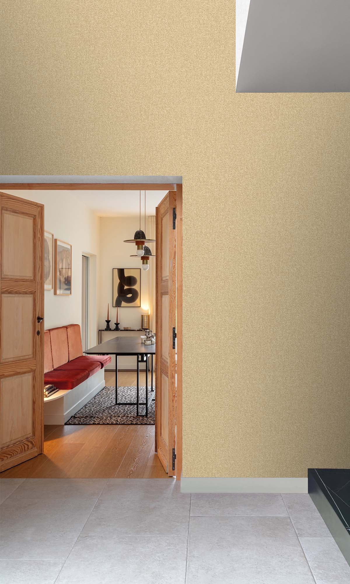 Reed Yellow Faux Linen Weave Wallpaper R10393