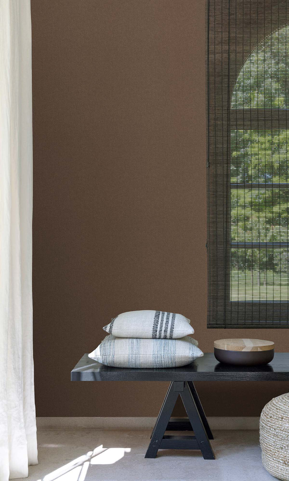 Antique Brown Faux Hessian Weave Wallpaper R10399