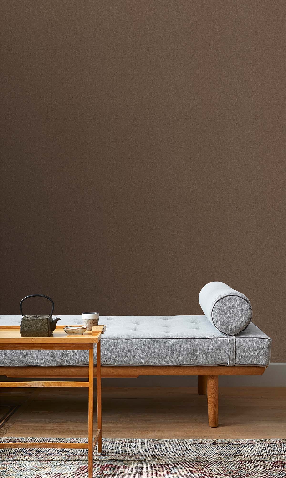 Antique Brown Faux Hessian Weave Wallpaper R10399