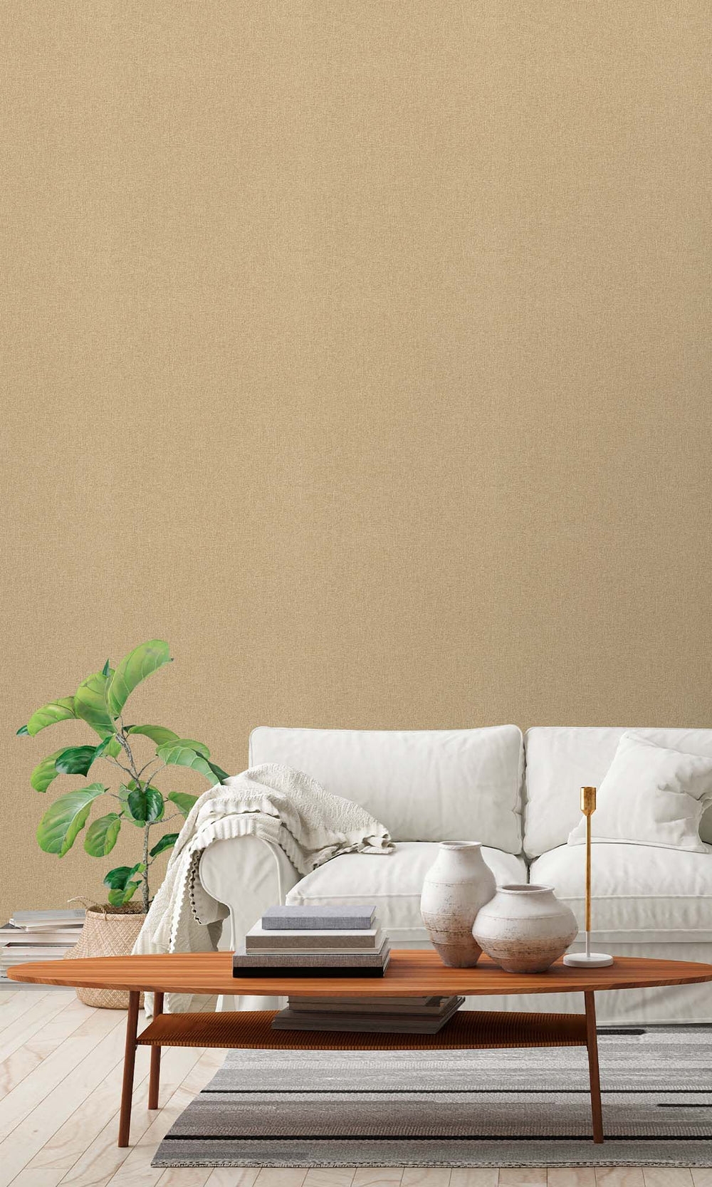 Croissant Beige Faux Hessian Weave Wallpaper R10403