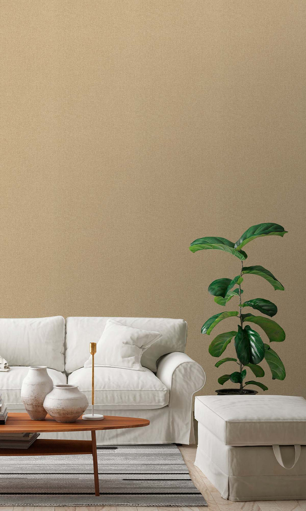 Croissant Beige Faux Hessian Weave Wallpaper R10403