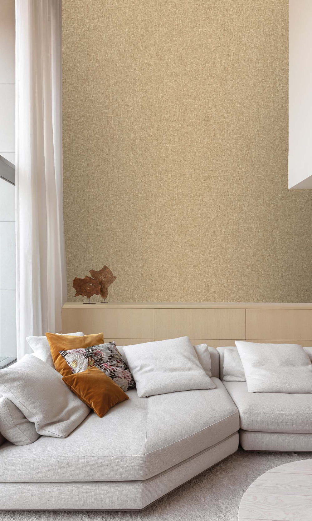 Croissant Beige Faux Hessian Weave Wallpaper R10403