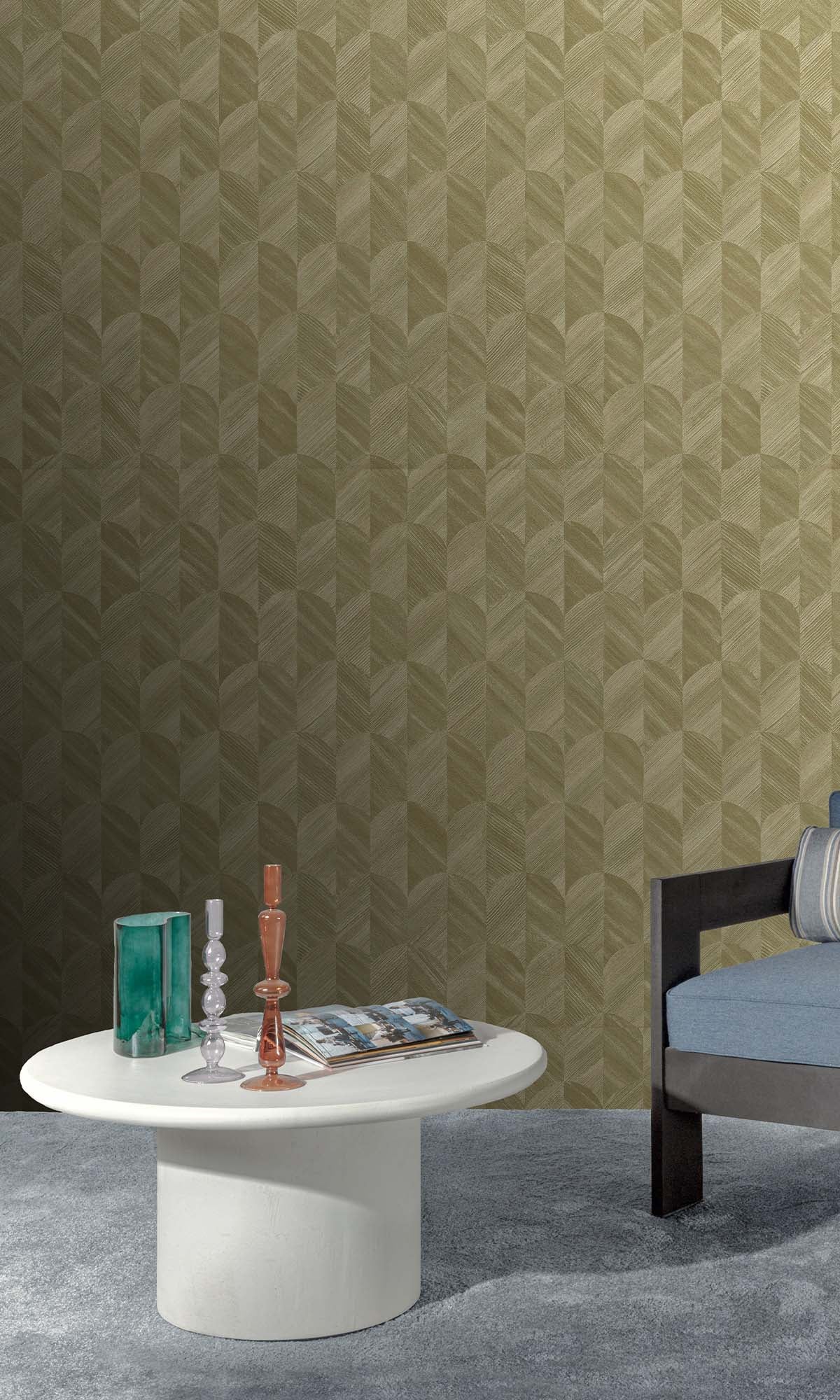 Autumn Sage Geometric Palm Fronds Wallpaper R10409