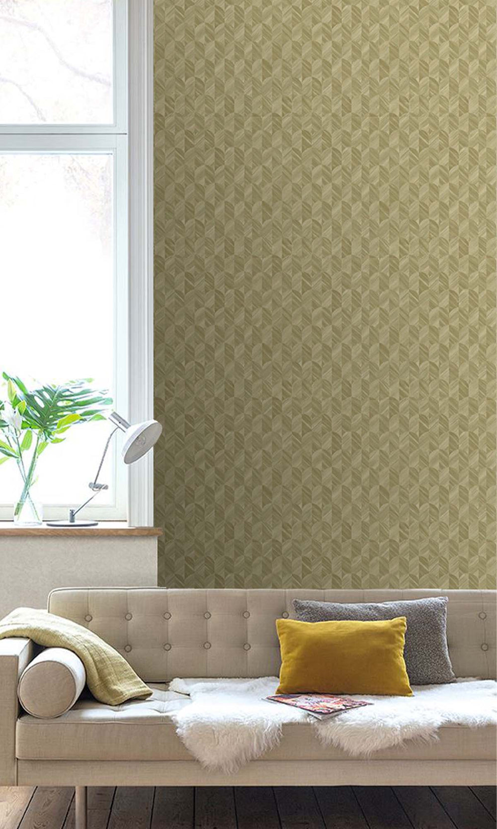 Autumn Sage Geometric Palm Fronds Wallpaper R10409