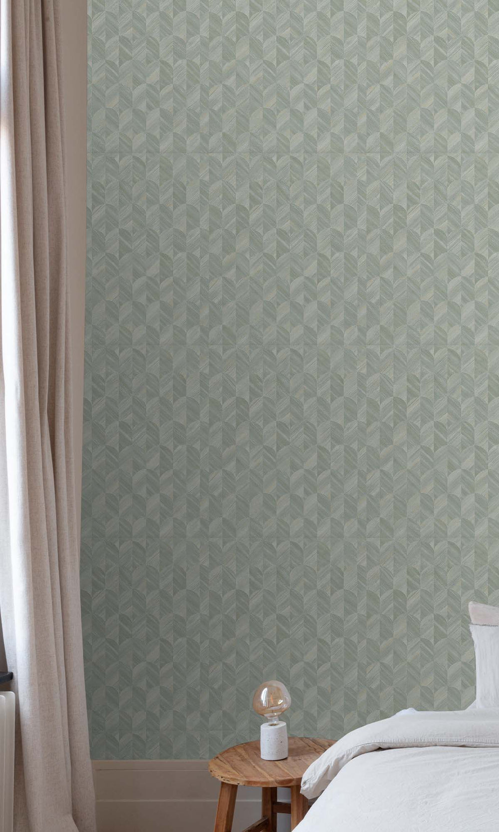 Spanish Green Geometric Palm Fronds Wallpaper R10411