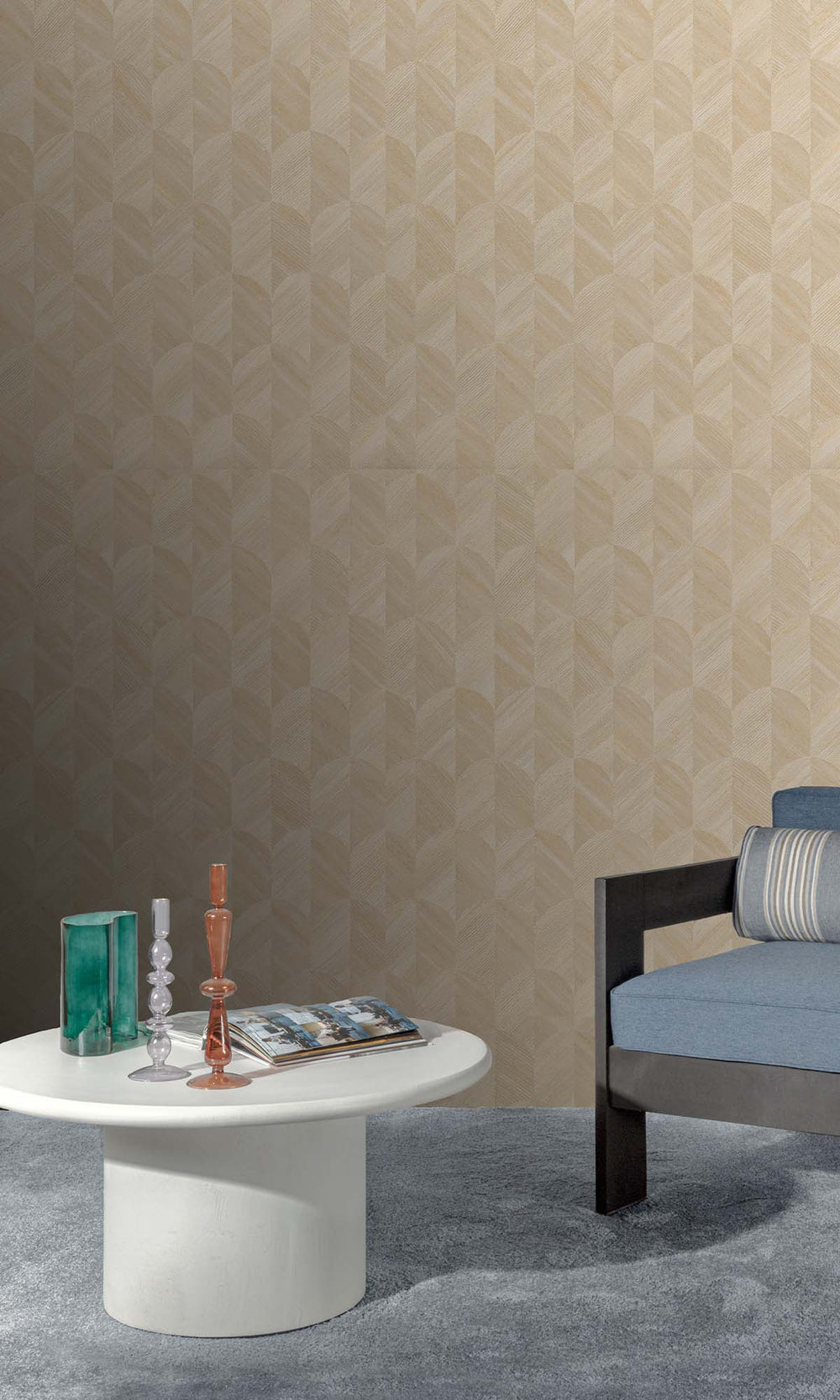 Birch Beige Geometric Palm Fronds Wallpaper R10413