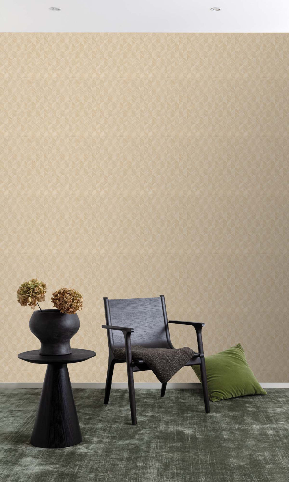 Birch Beige Geometric Palm Fronds Wallpaper R10413
