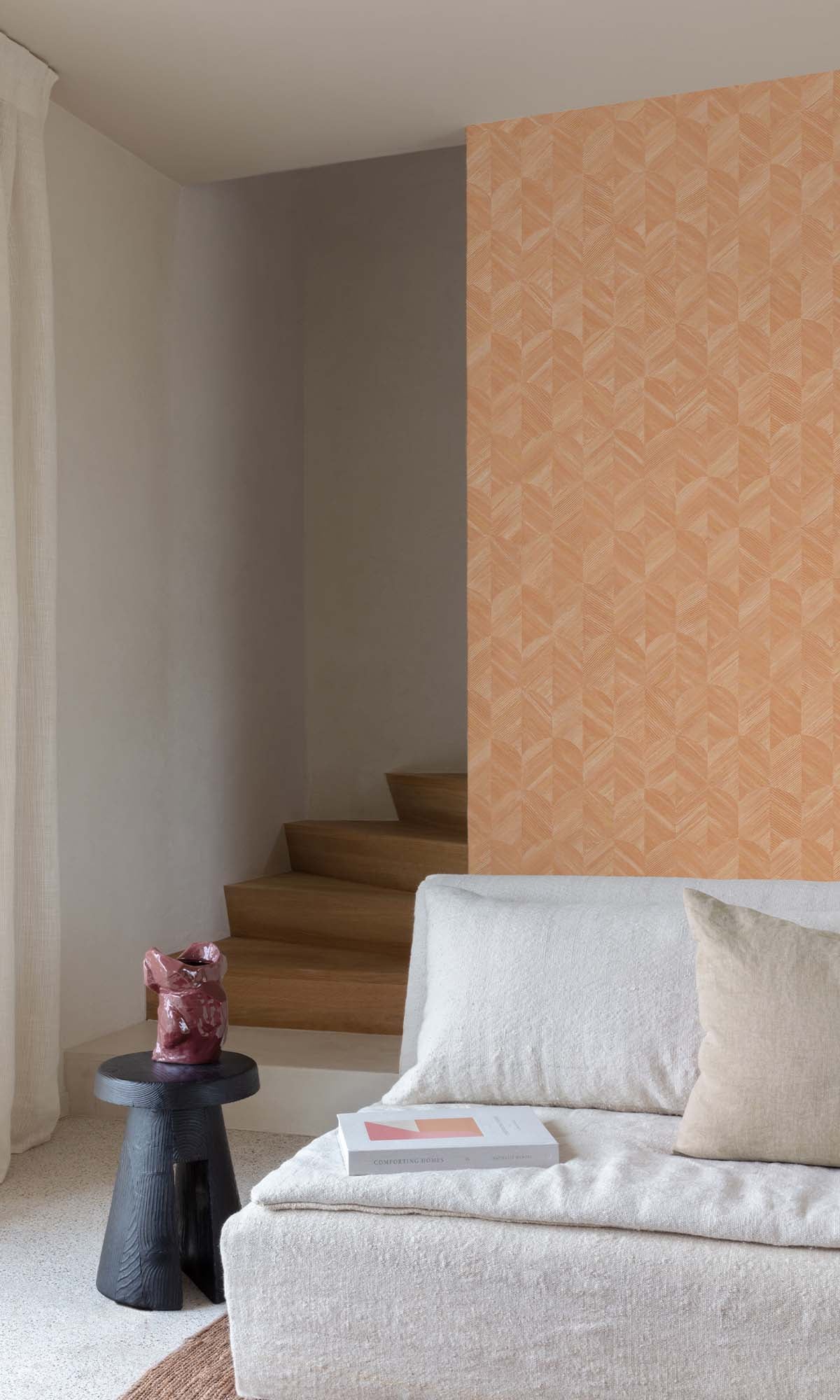 Tawny Amber Geometric Palm Fronds Wallpaper R10414