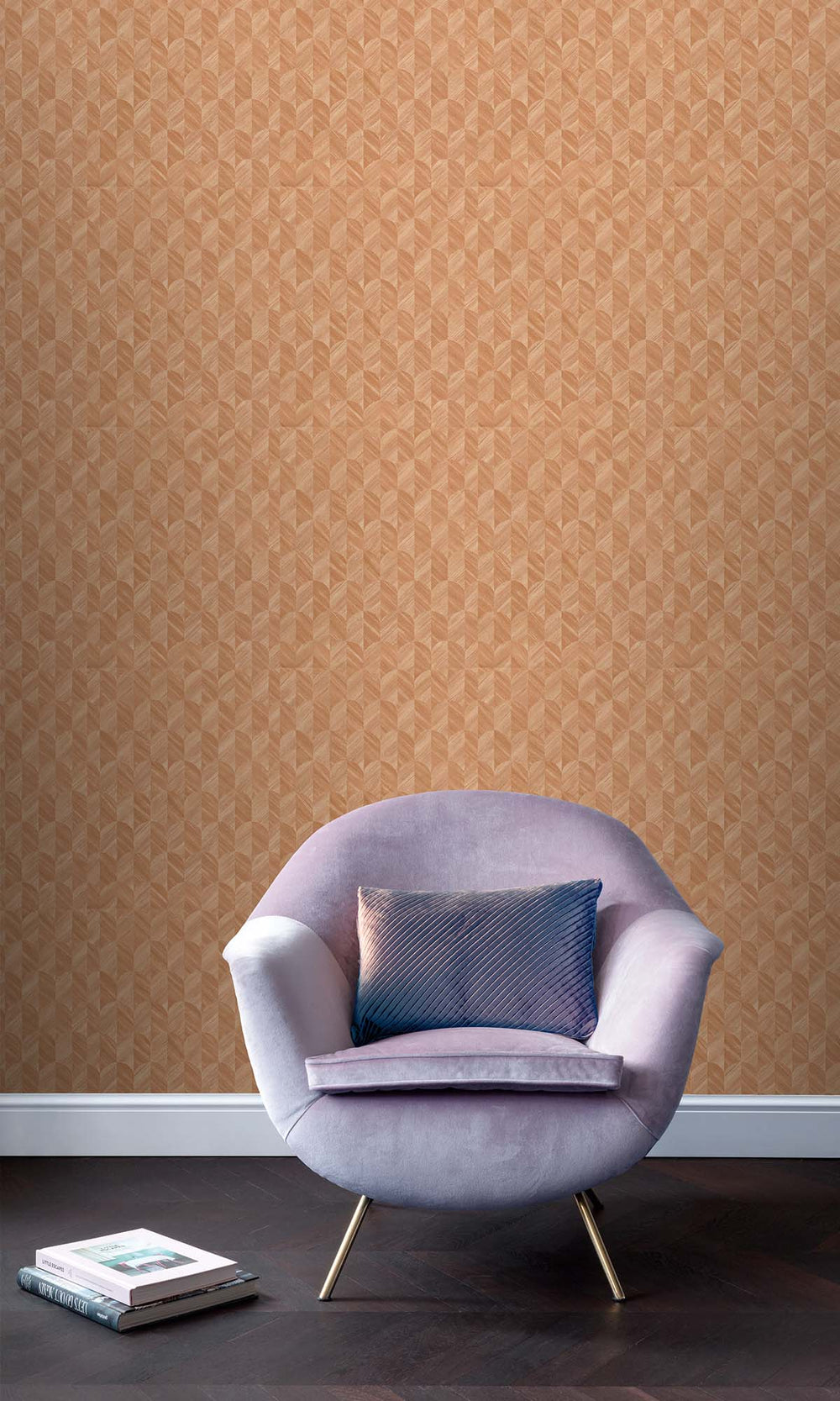 Tawny Amber Geometric Palm Fronds Wallpaper R10414