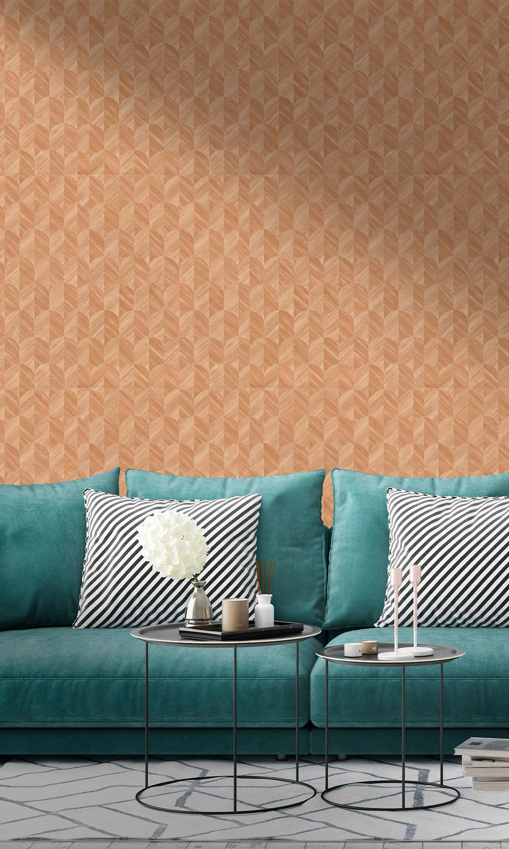 Tawny Amber Geometric Palm Fronds Wallpaper R10414