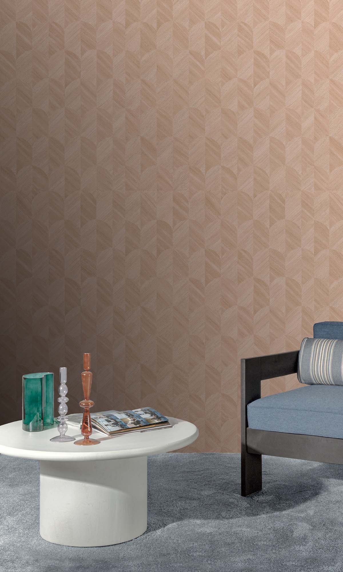 Gypsum Rose Geometric Palm Fronds Wallpaper R10415