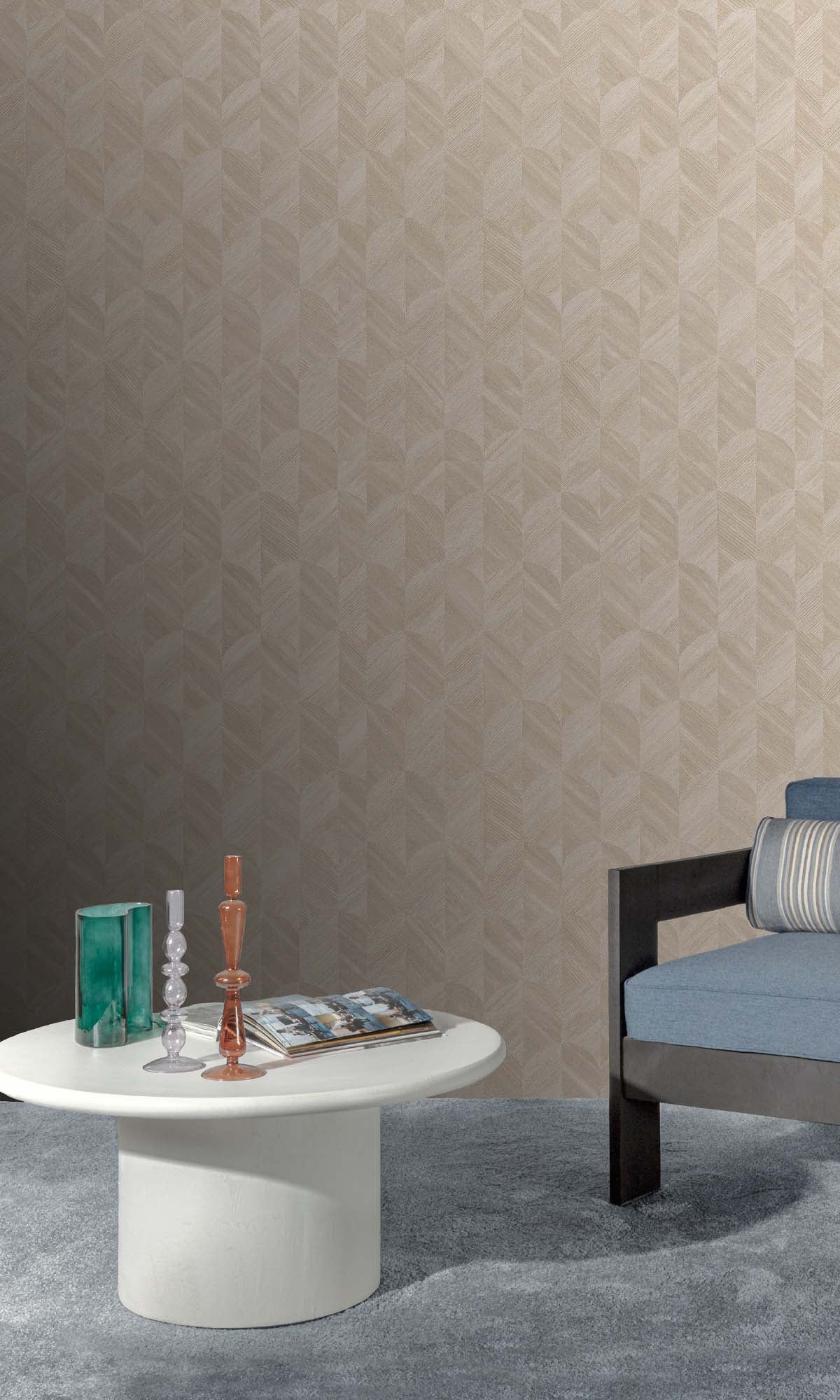 Soft Amber Geometric Palm Fronds Wallpaper R10416
