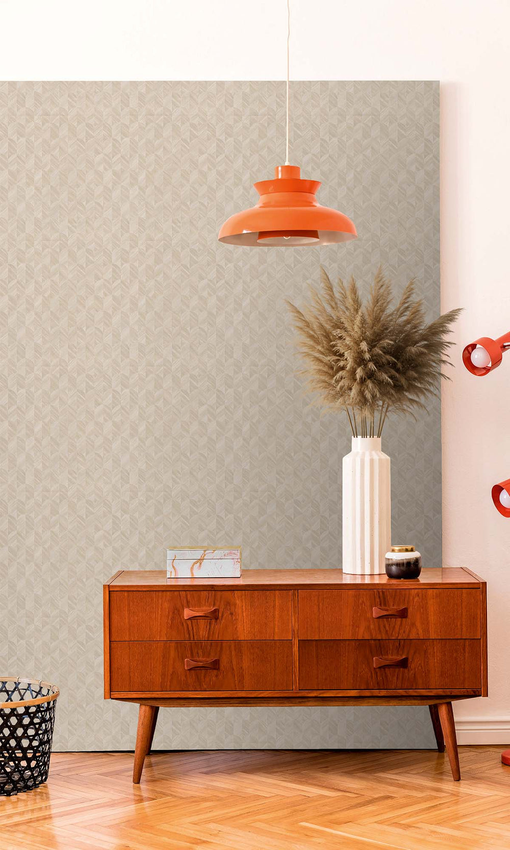Soft Amber Geometric Palm Fronds Wallpaper R10416