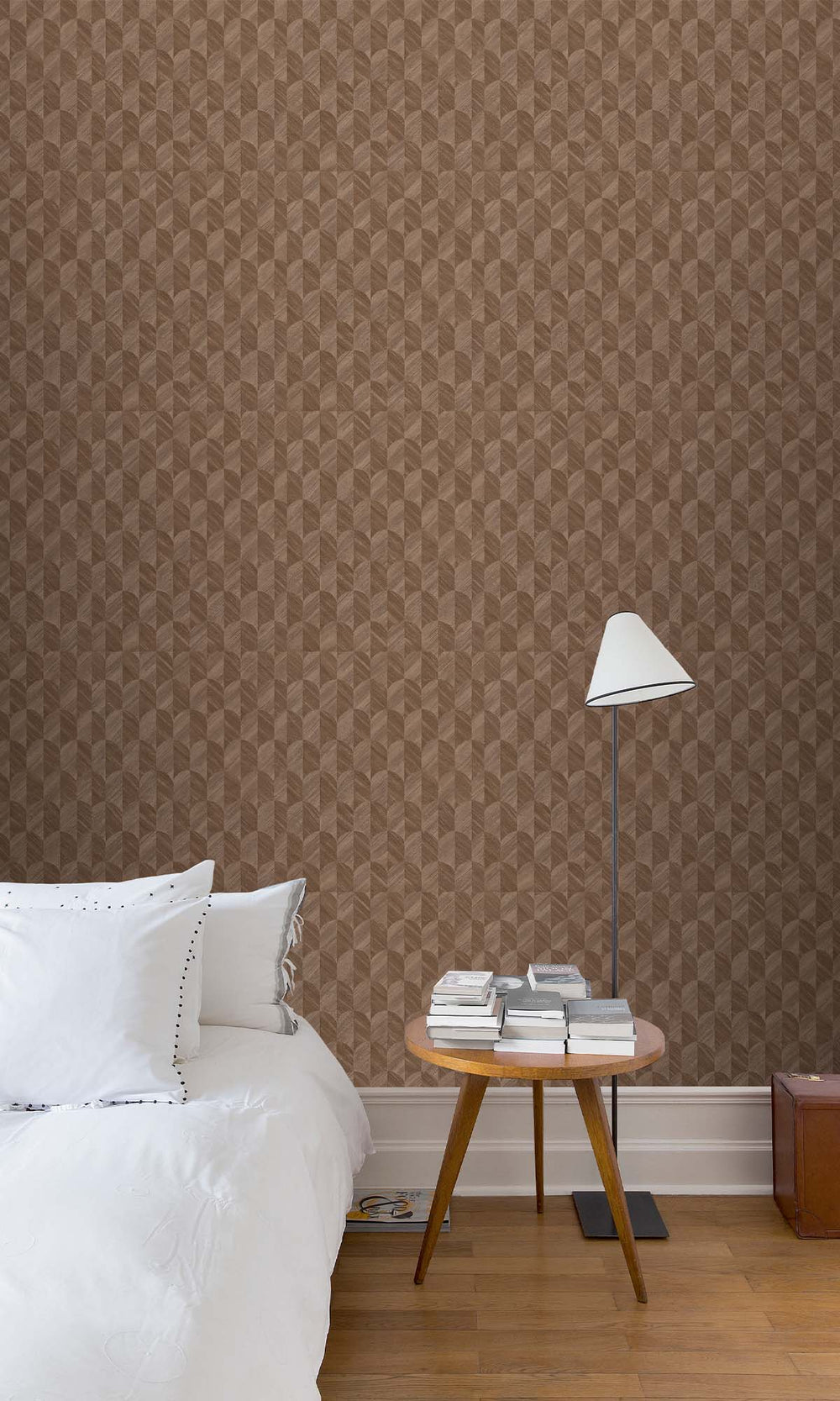 Pastel Brown Geometric Palm Fronds Wallpaper R10418