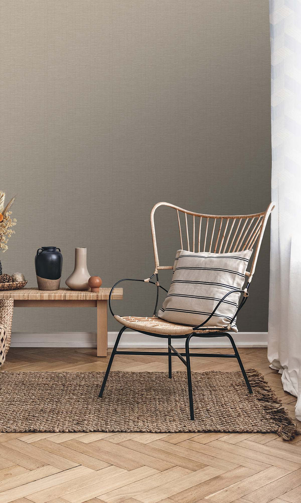 Simply Taupe Faux Sisal Wallpaper R10421
