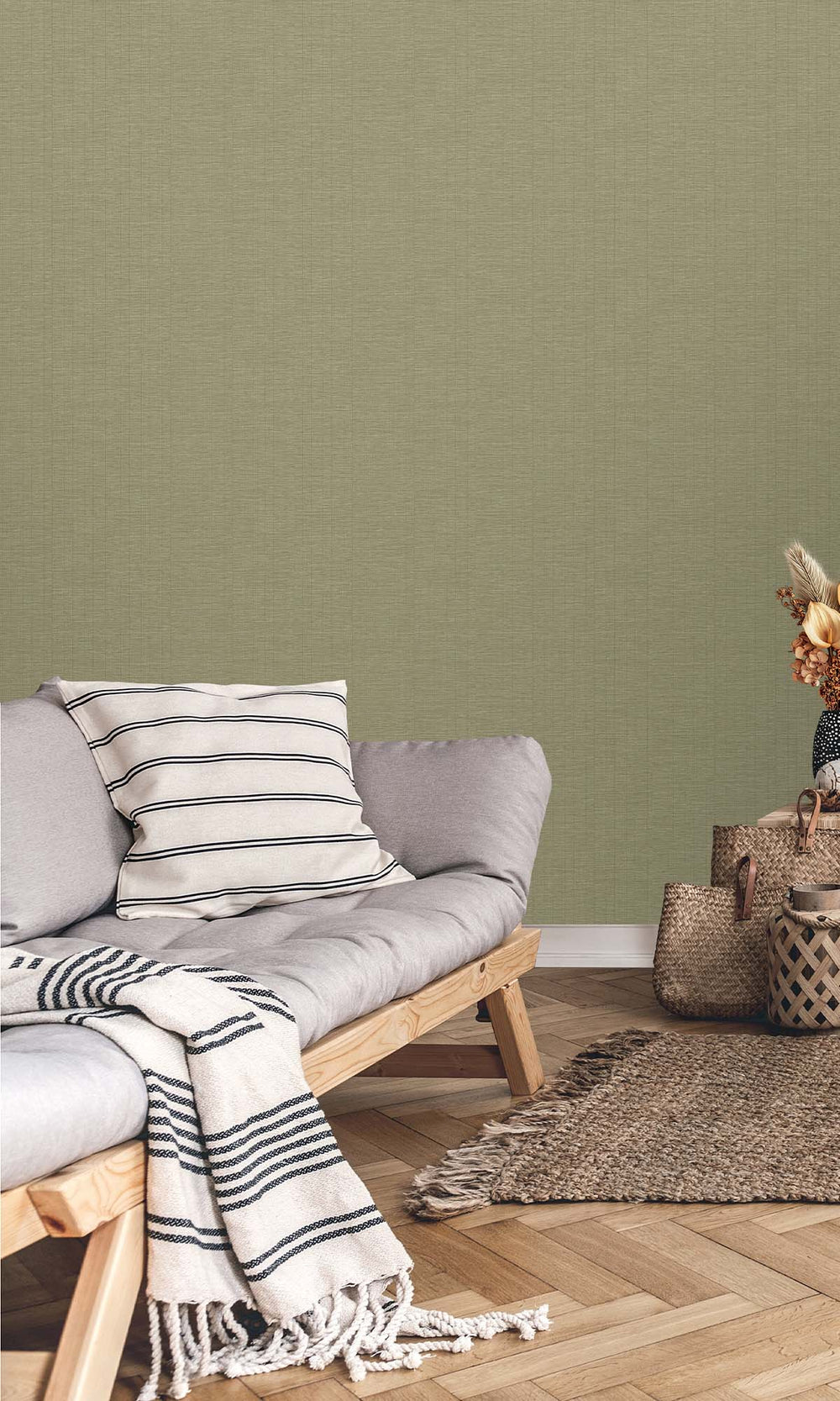 Courtyard Green Faux Sisal Wallpaper R10422