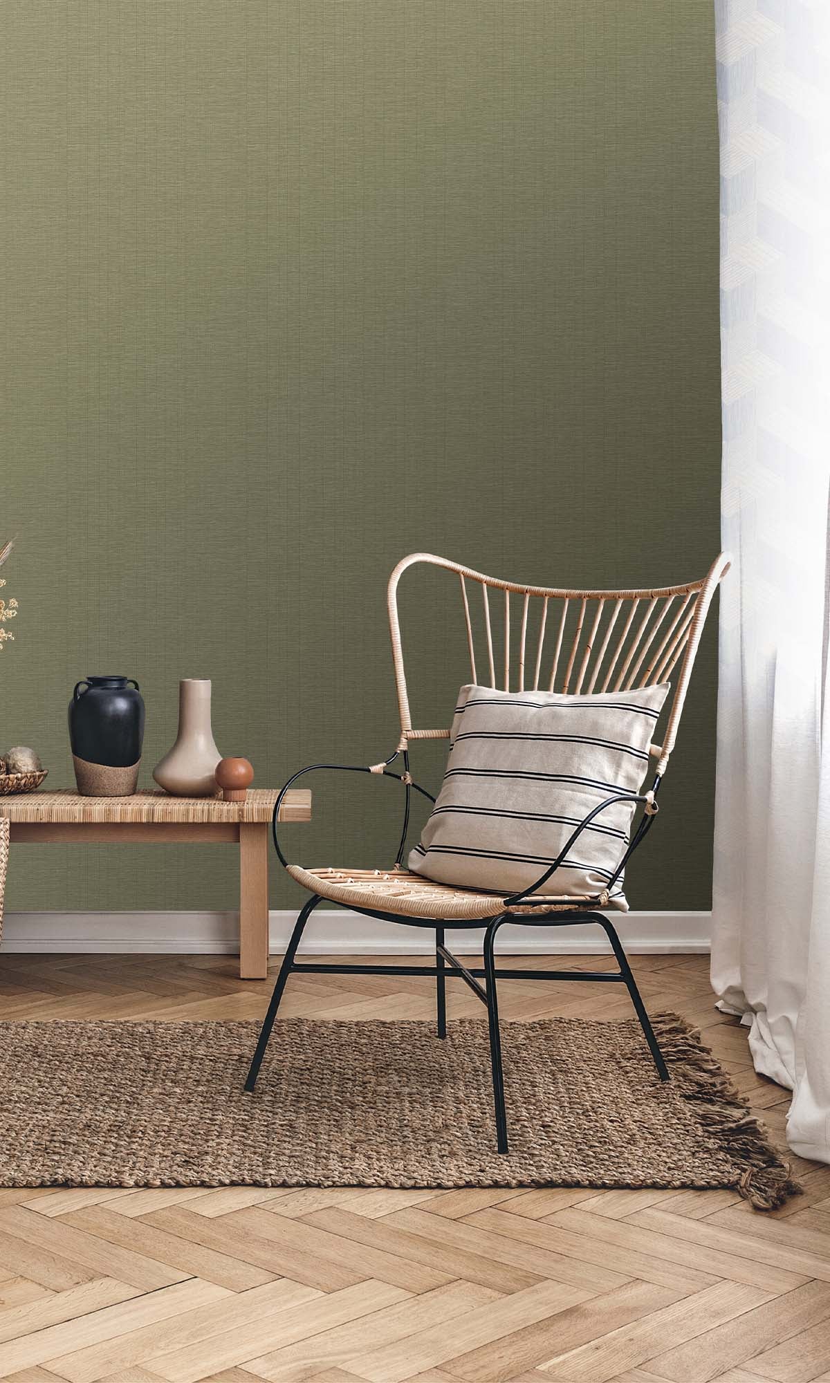 Courtyard Green Faux Sisal Wallpaper R10422