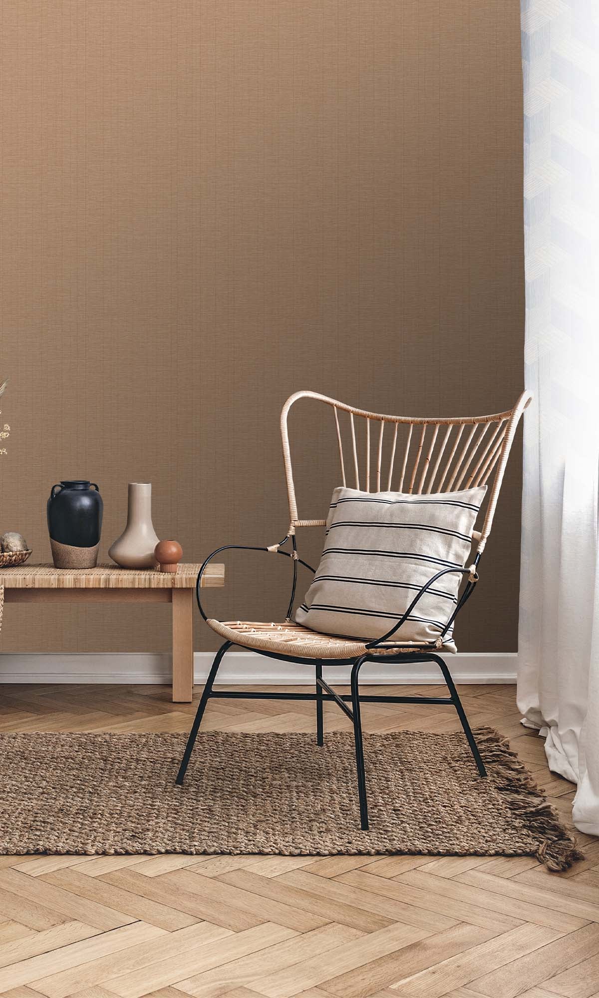 French Oak Faux Sisal Wallpaper R10423