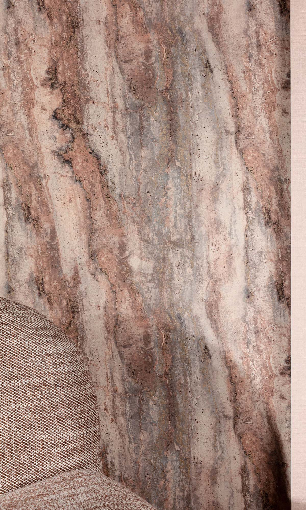 Apple Blossom Faux Travertine Marble Wallpaper R10424