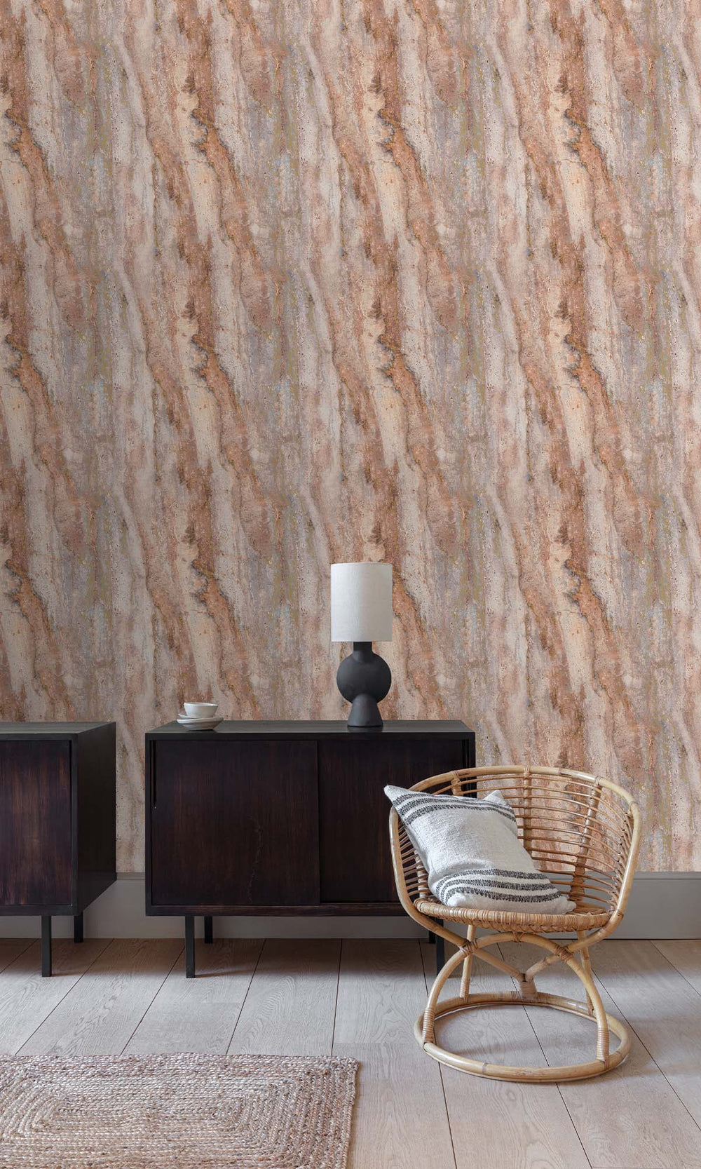 Apple Blossom Faux Travertine Marble Wallpaper R10424