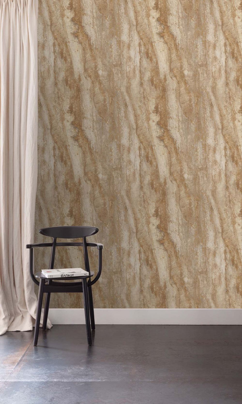 Tan Oak Faux Travertine Marble Wallpaper R10426