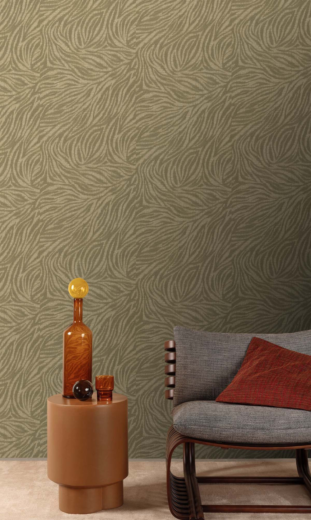 Olive Ochre Zebra Print Wallpaper R10428