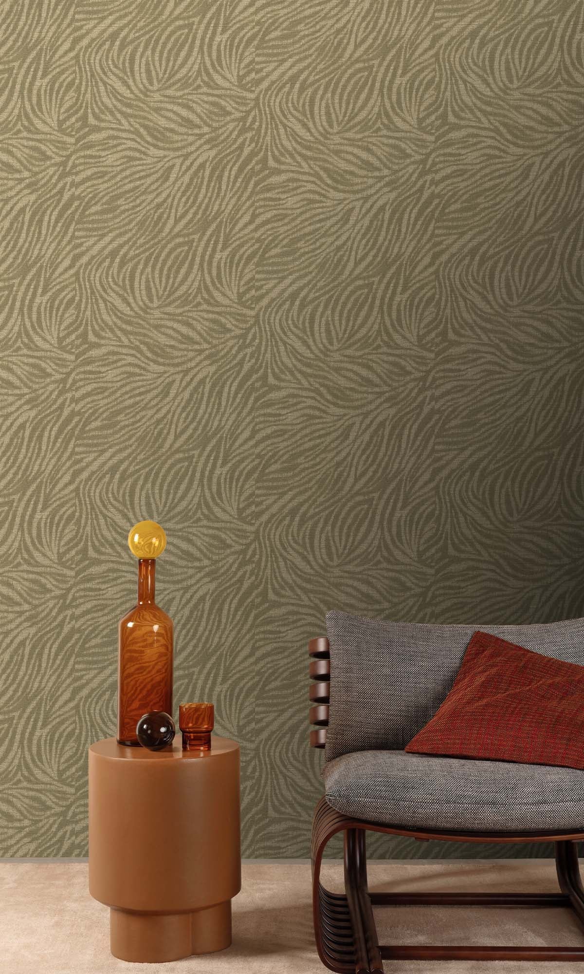 Olive Ochre Zebra Print Wallpaper R10428