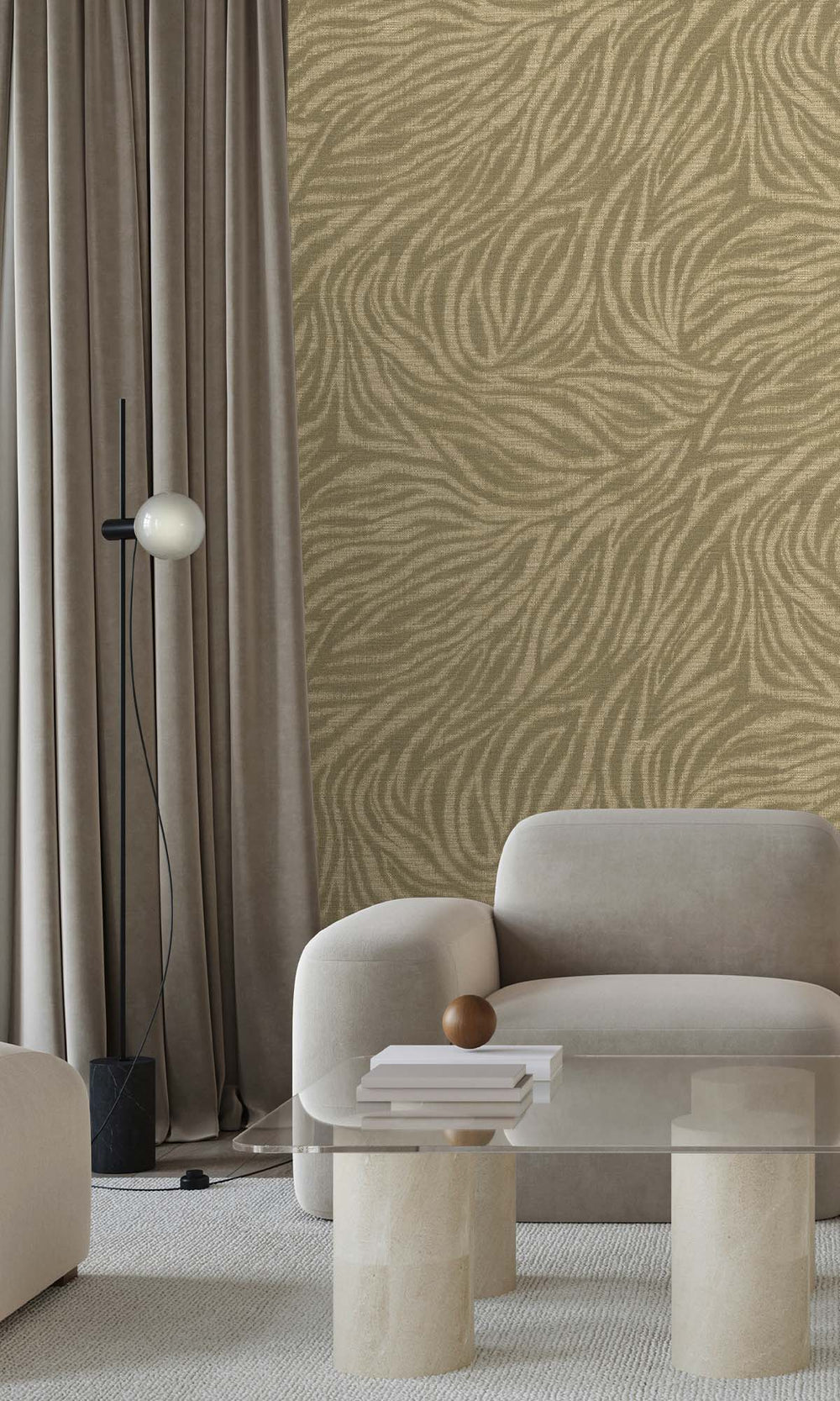 Olive Ochre Zebra Print Wallpaper R10428