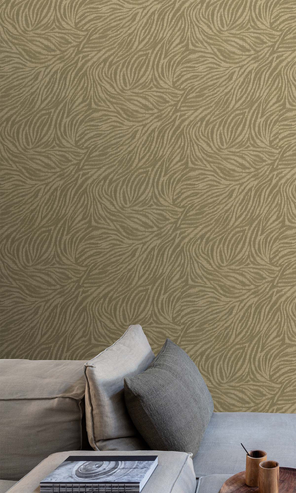 Olive Ochre Zebra Print Wallpaper R10428