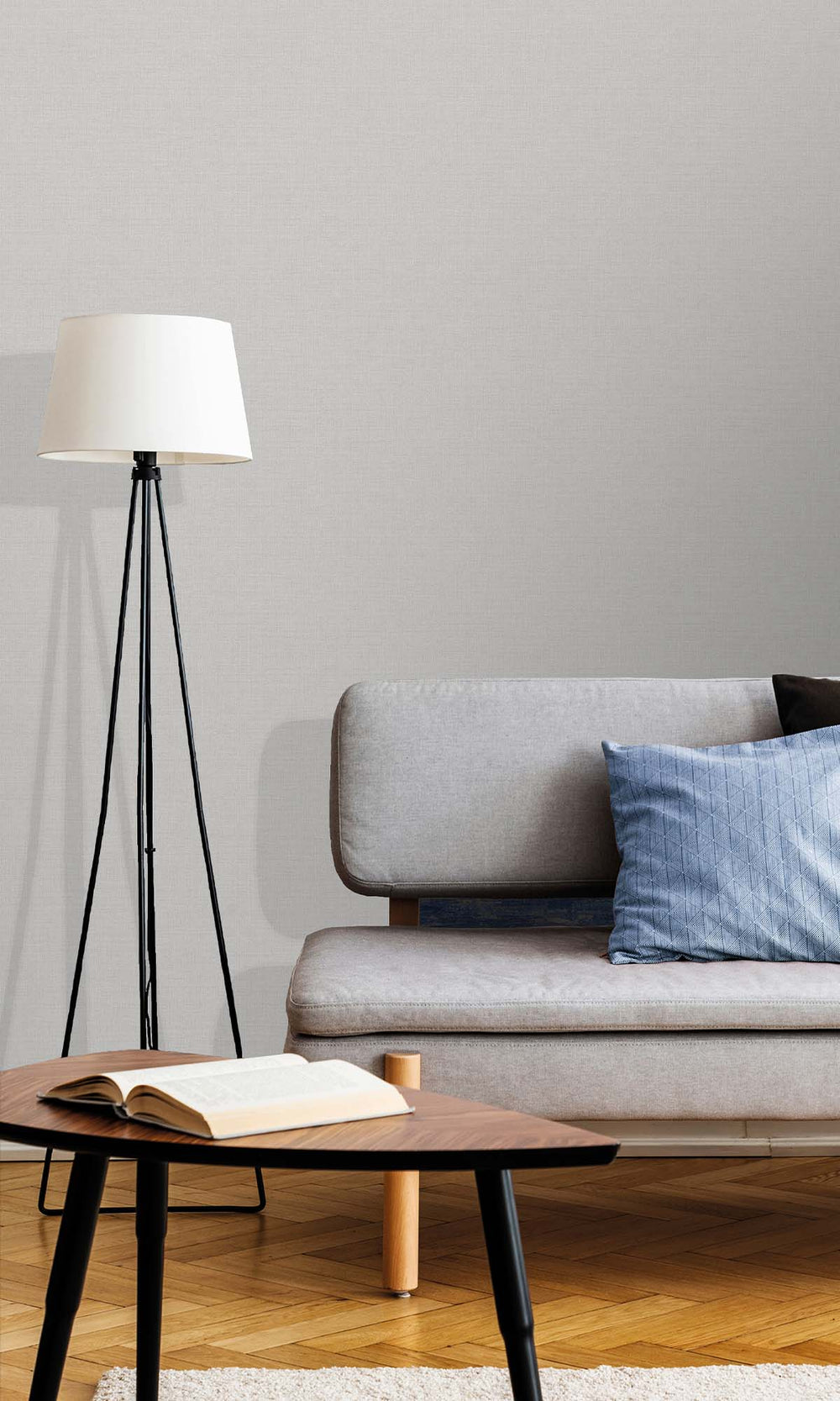 Stonewall Grey Faux Linen Wallpaper R10435