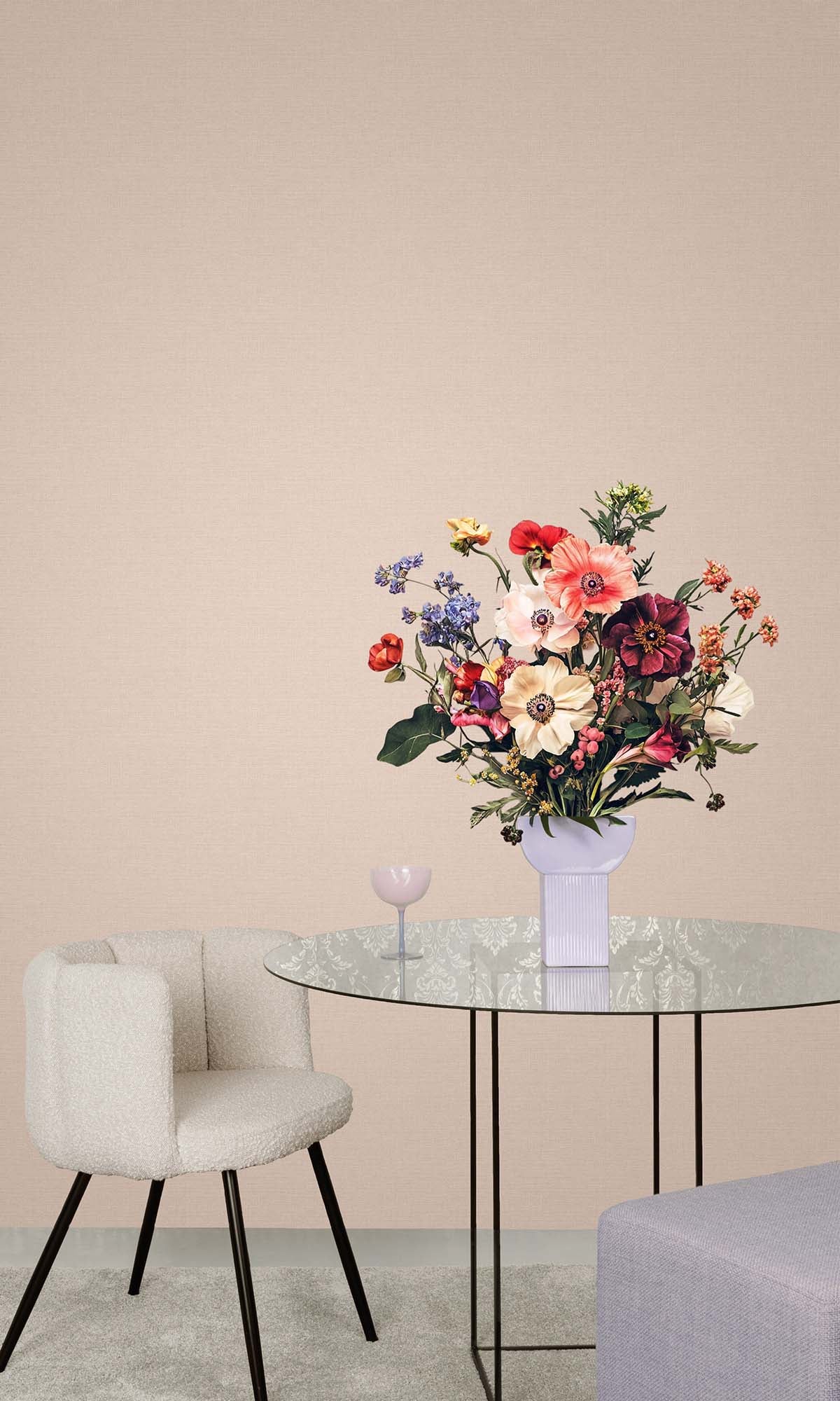 Pastel Rose Tan Faux Linen Wallpaper R10436