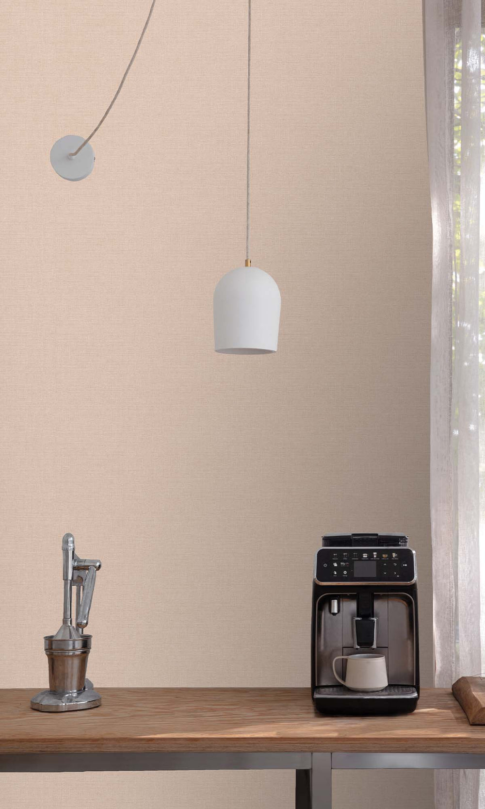 Pastel Rose Tan Faux Linen Wallpaper R10436