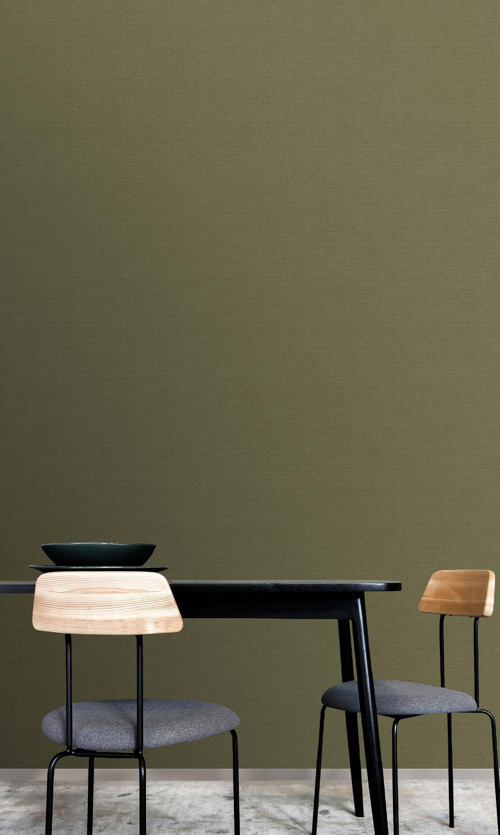 Olive Sapling Faux Linen Wallpaper R10441