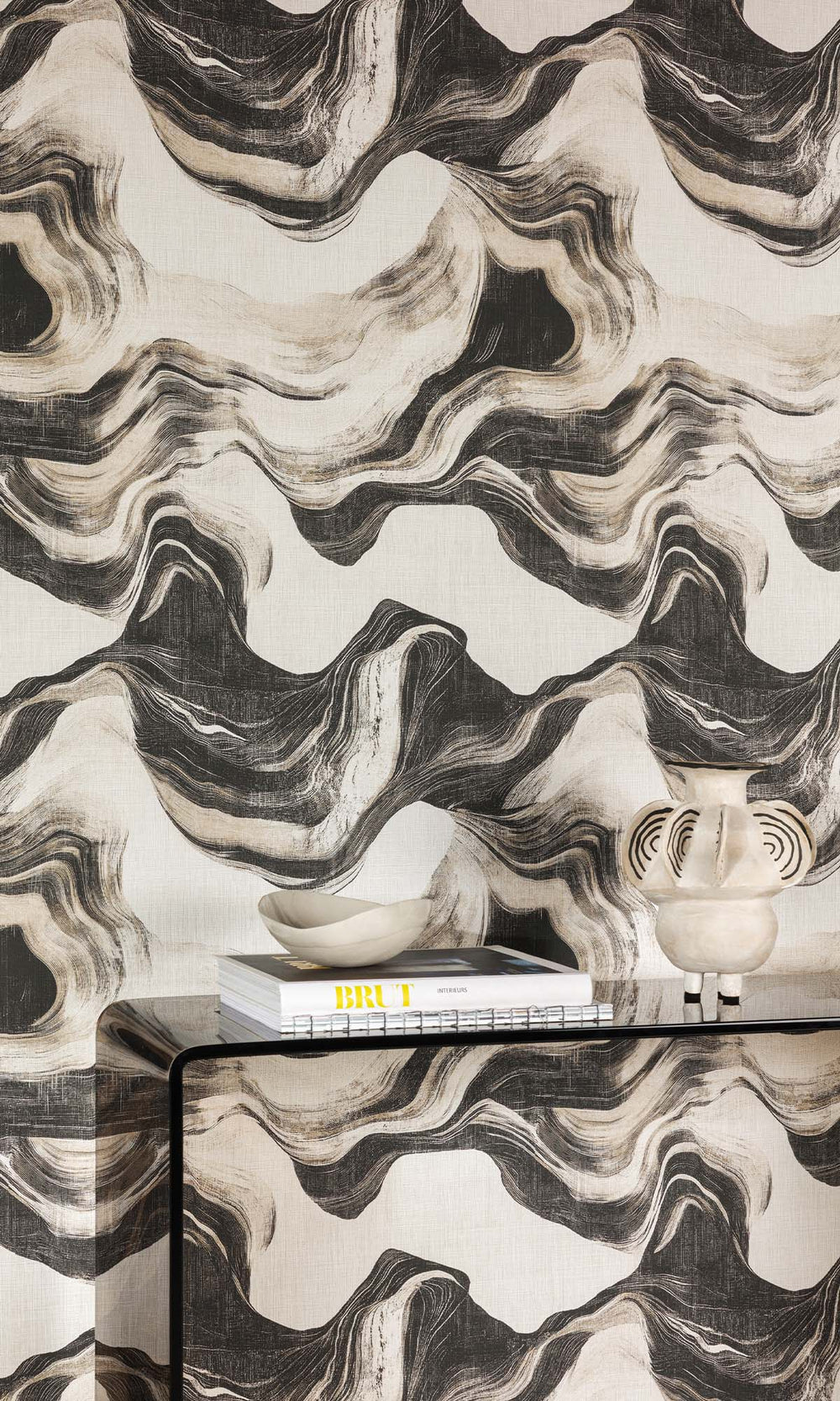Heavy Charcoal Faux Agate Marble Wallpaper R10442