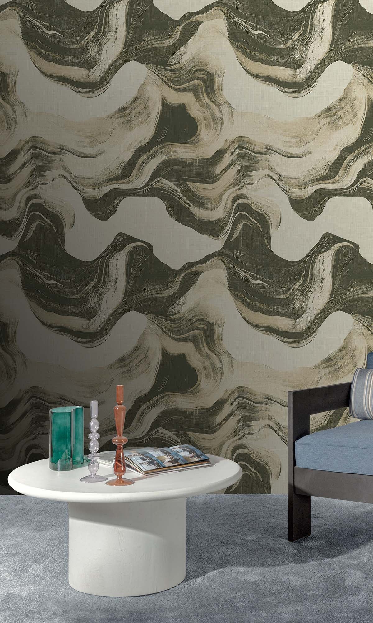 Olive Court Faux Agate Marble Wallpaper R10443