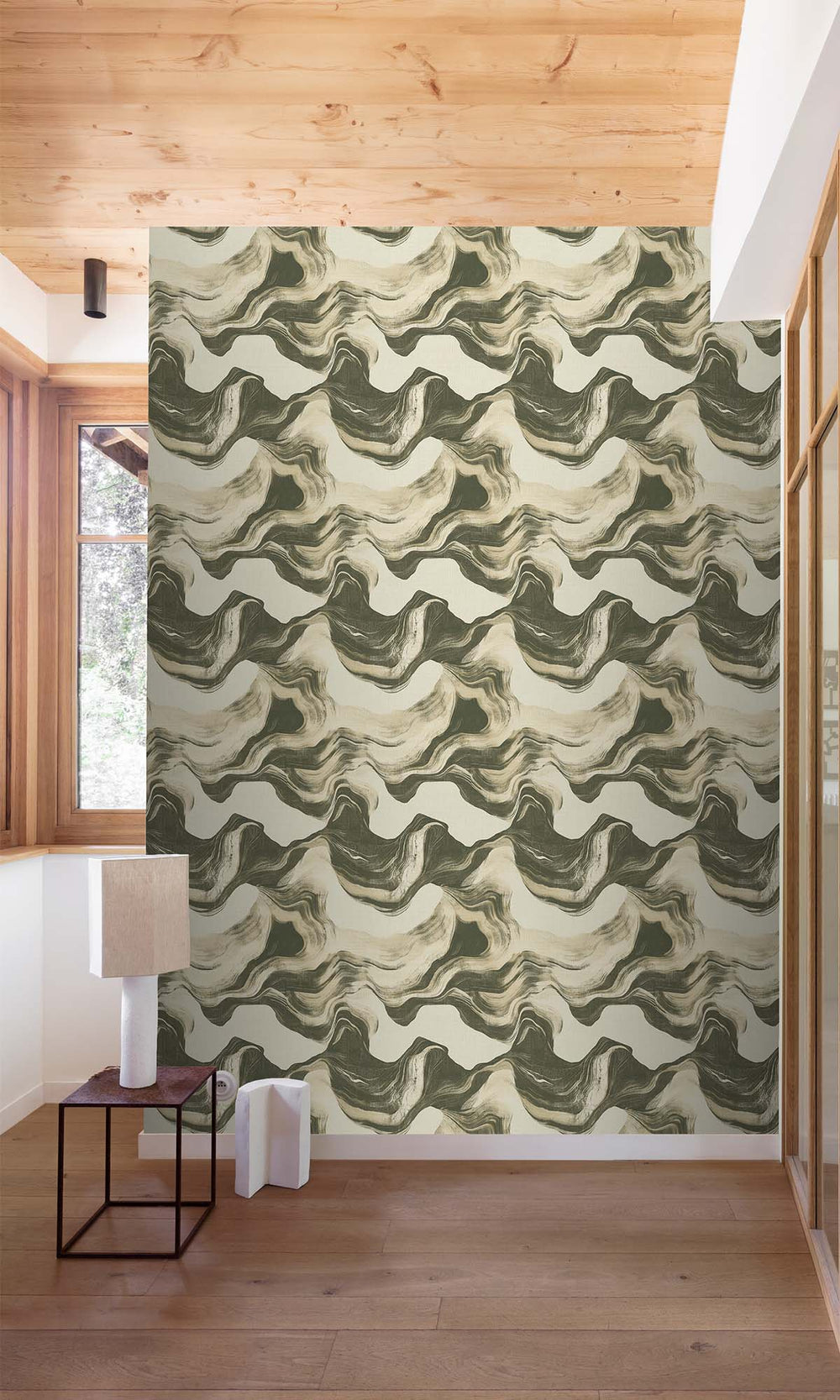 Olive Court Faux Agate Marble Wallpaper R10443