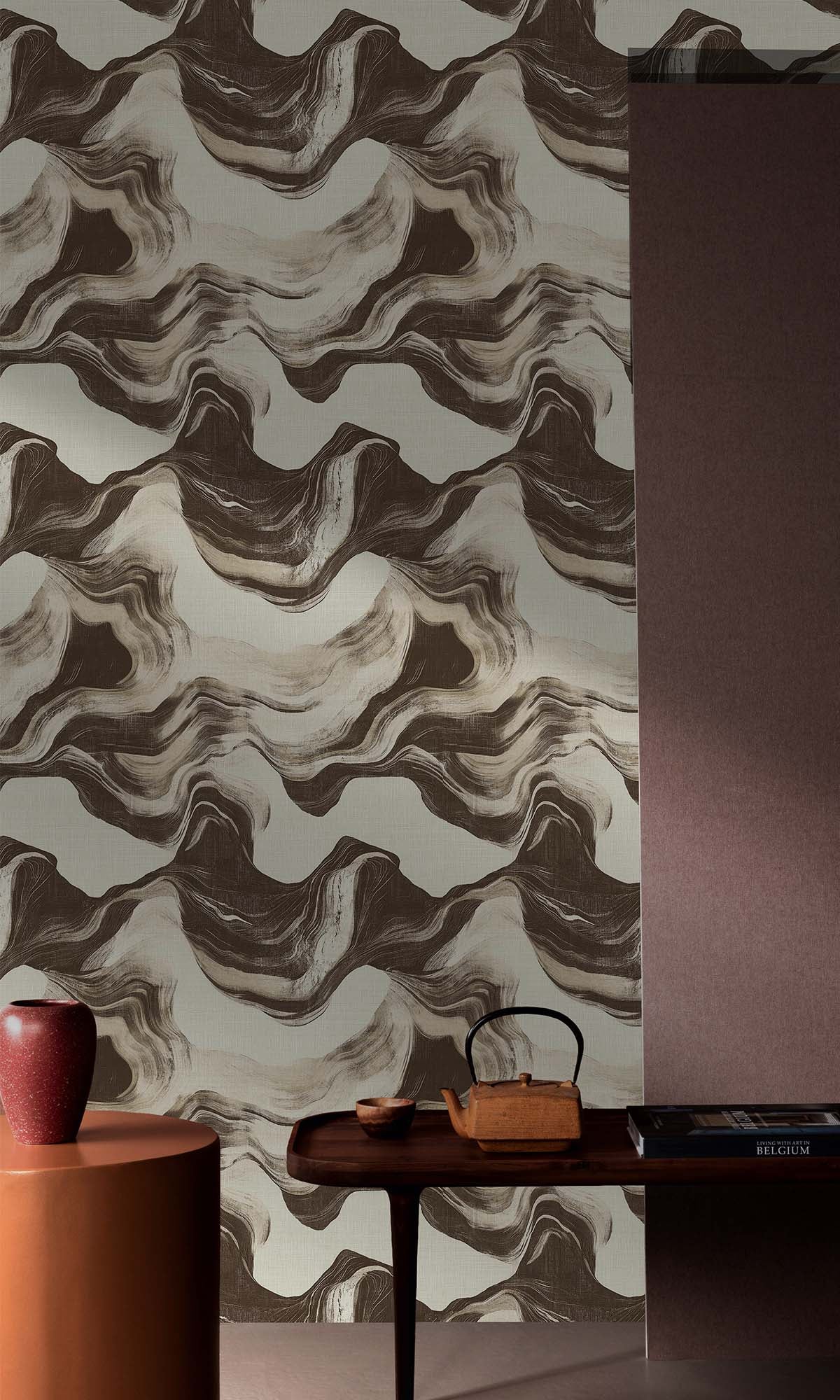 Harpy Brown Faux Agate Marble Wallpaper R10444