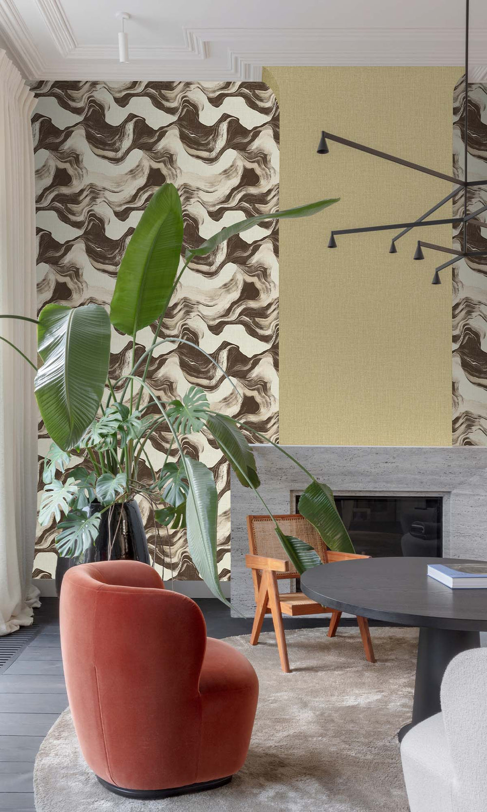 Harpy Brown Faux Agate Marble Wallpaper R10444