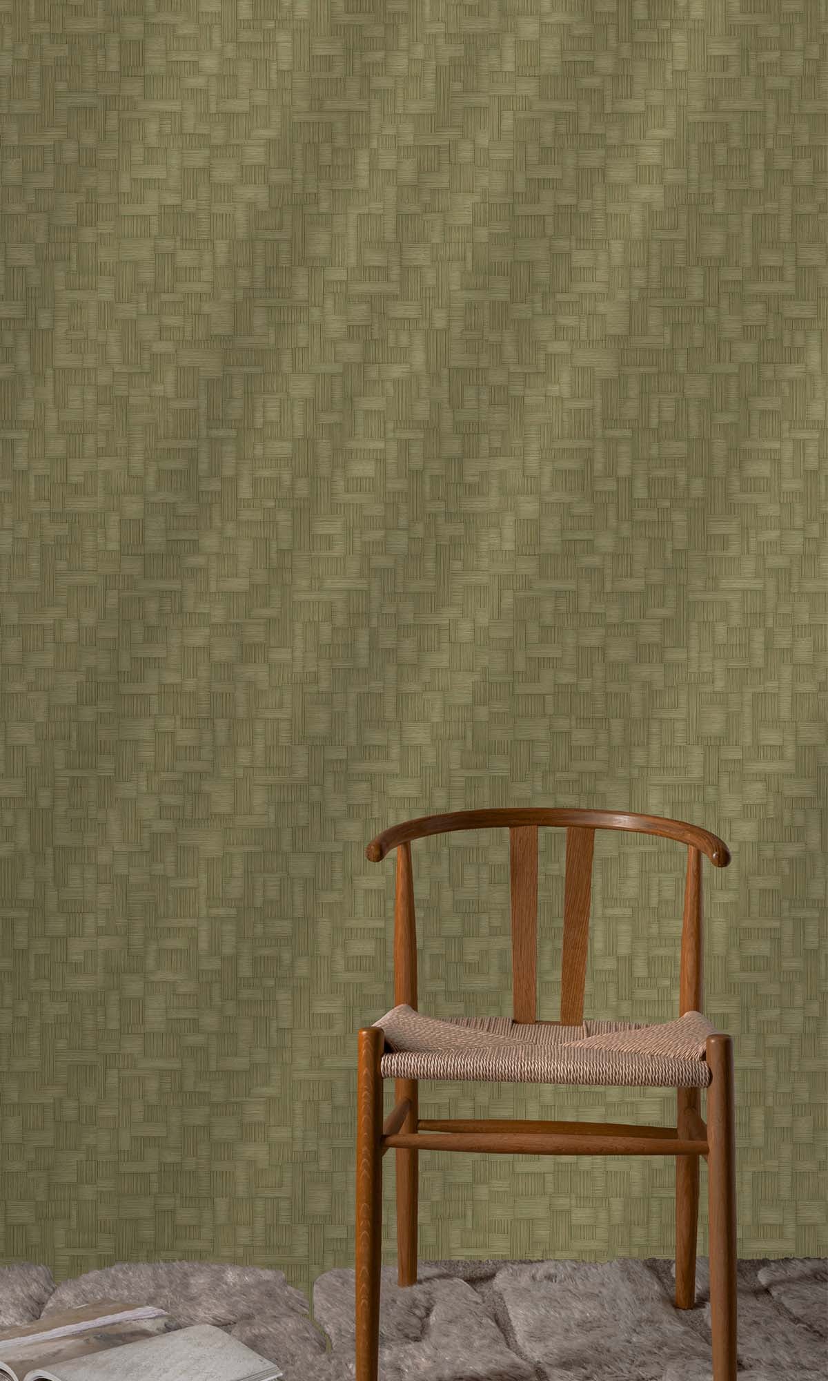 Terran Khaki Rattan Parquet Wallpaper R10446