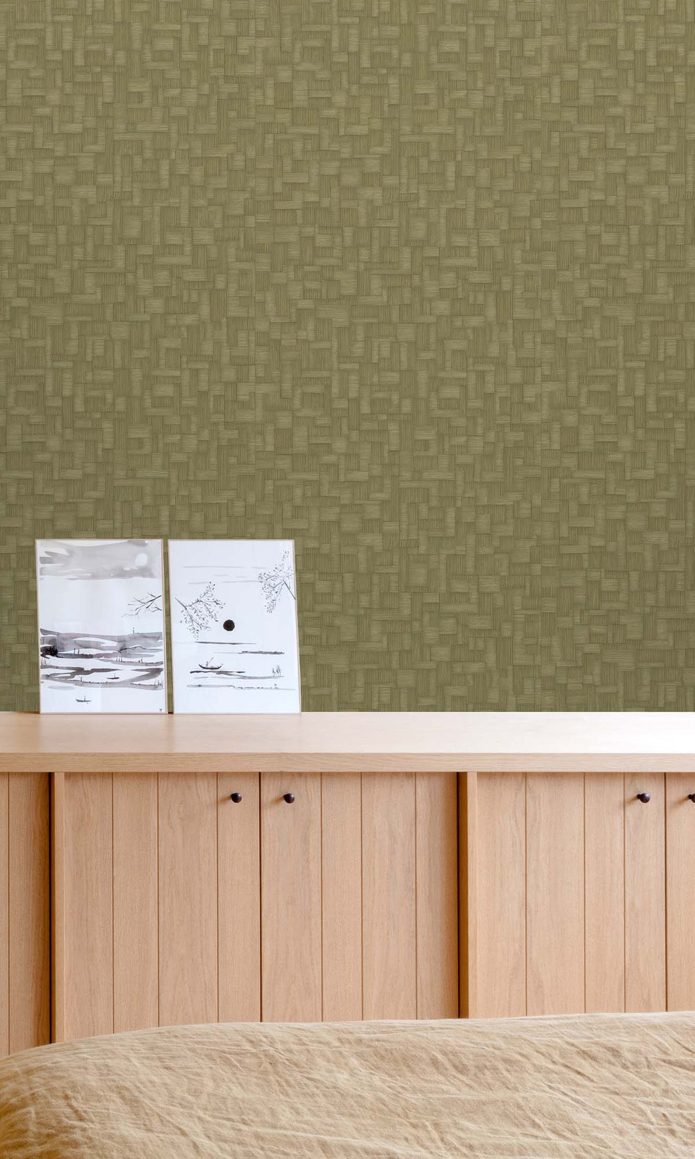 Terran Khaki Rattan Parquet Wallpaper R10446