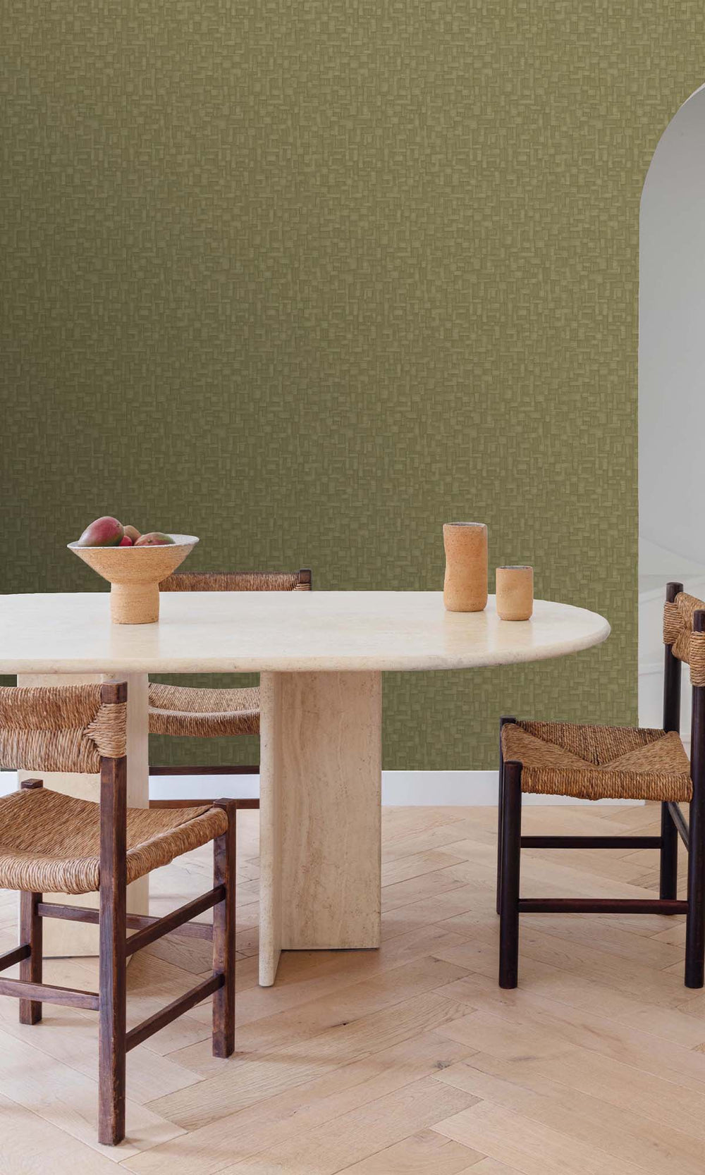 Terran Khaki Rattan Parquet Wallpaper R10446