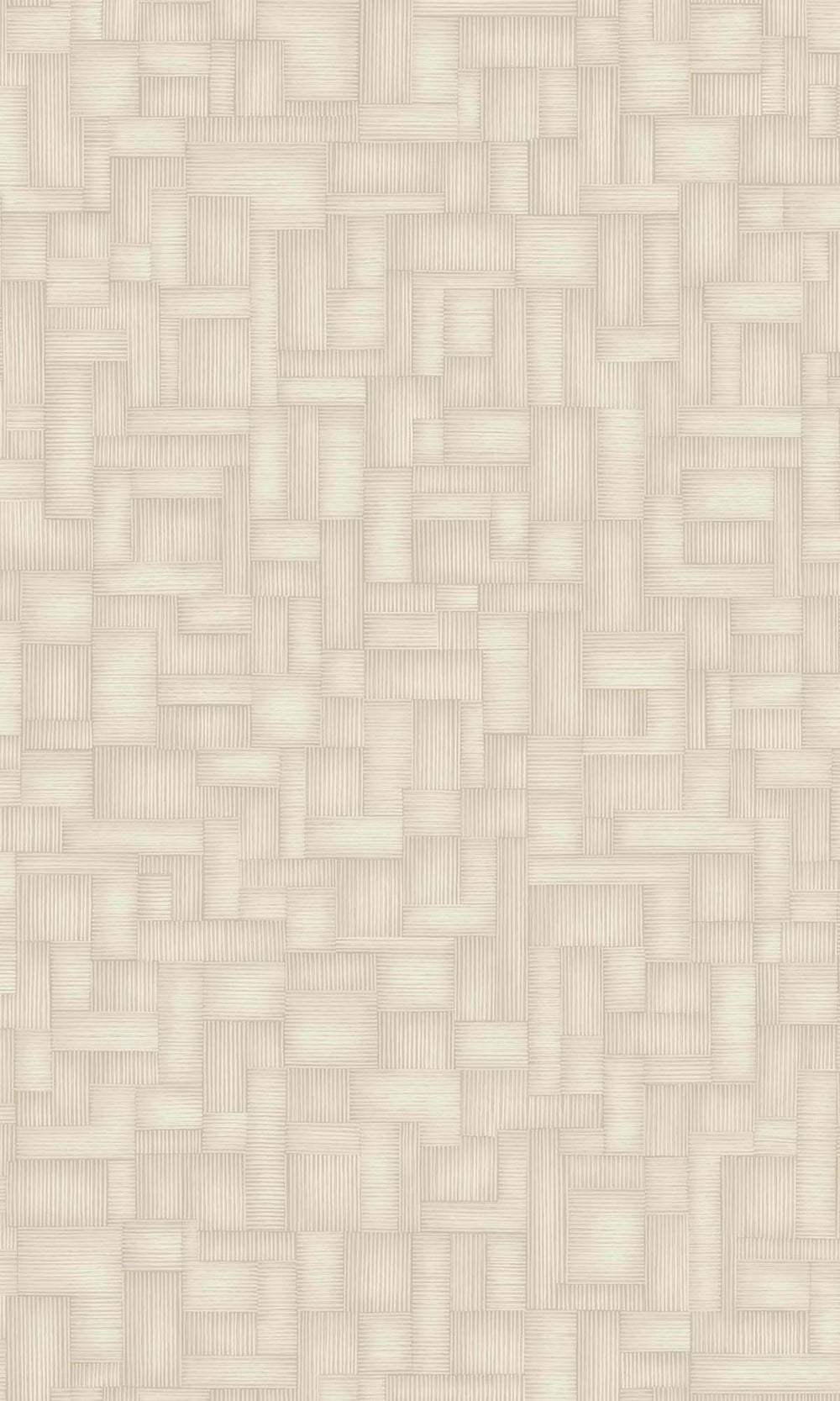 Cozy Cream Rattan Parquet Wallpaper R10447