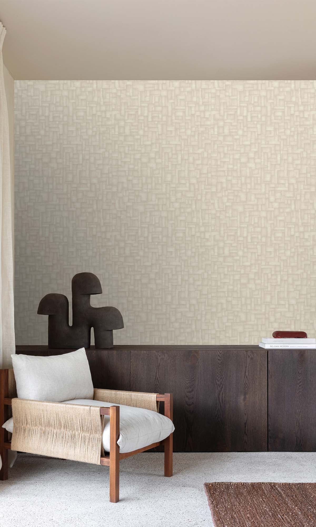 Cozy Cream Rattan Parquet Wallpaper R10447