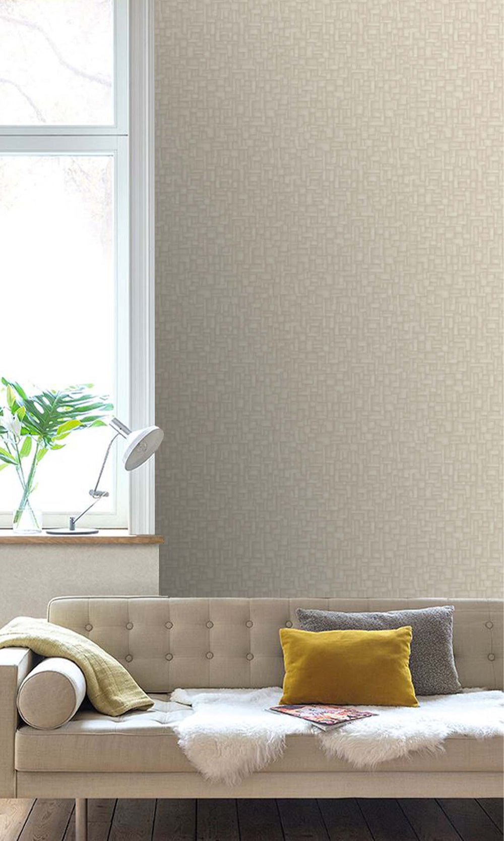 Cozy Cream Rattan Parquet Wallpaper R10447